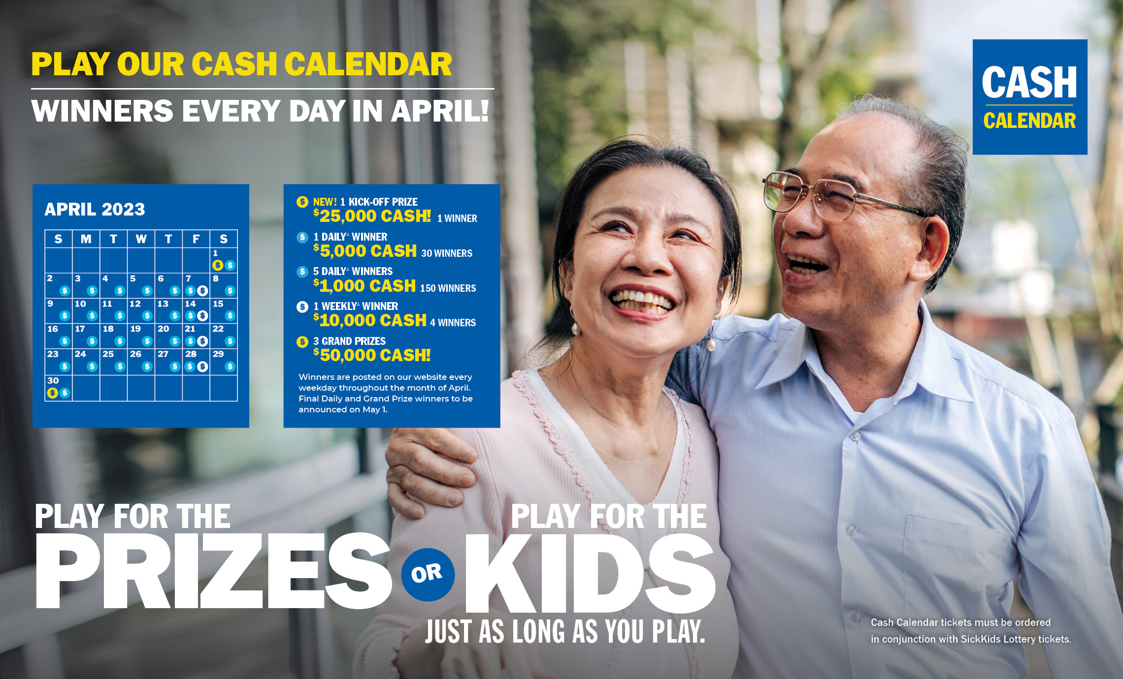 PLAY OUR CASH CALENDAR - WINNERS EVERY DAY IN APRILI
