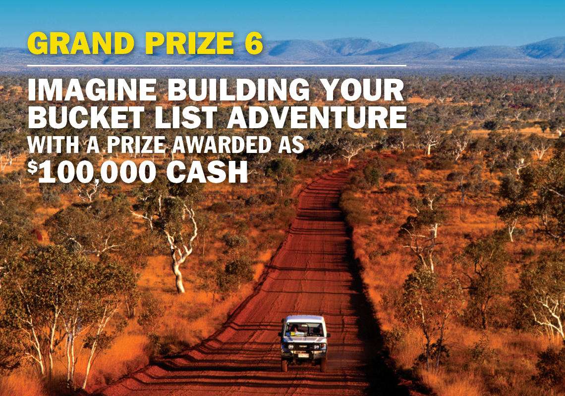 Grand Prize 6 - Bucket list adventure $100,000 cash.