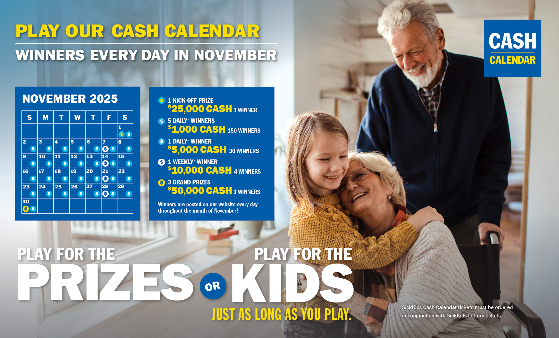PLAY OUR CASH CALENDAR - WINNERS EVERY DAY IN APRIL
