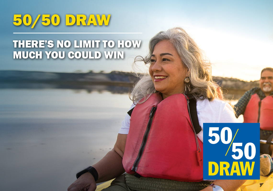 50/50 Draw. There's no limit to how much you could win.